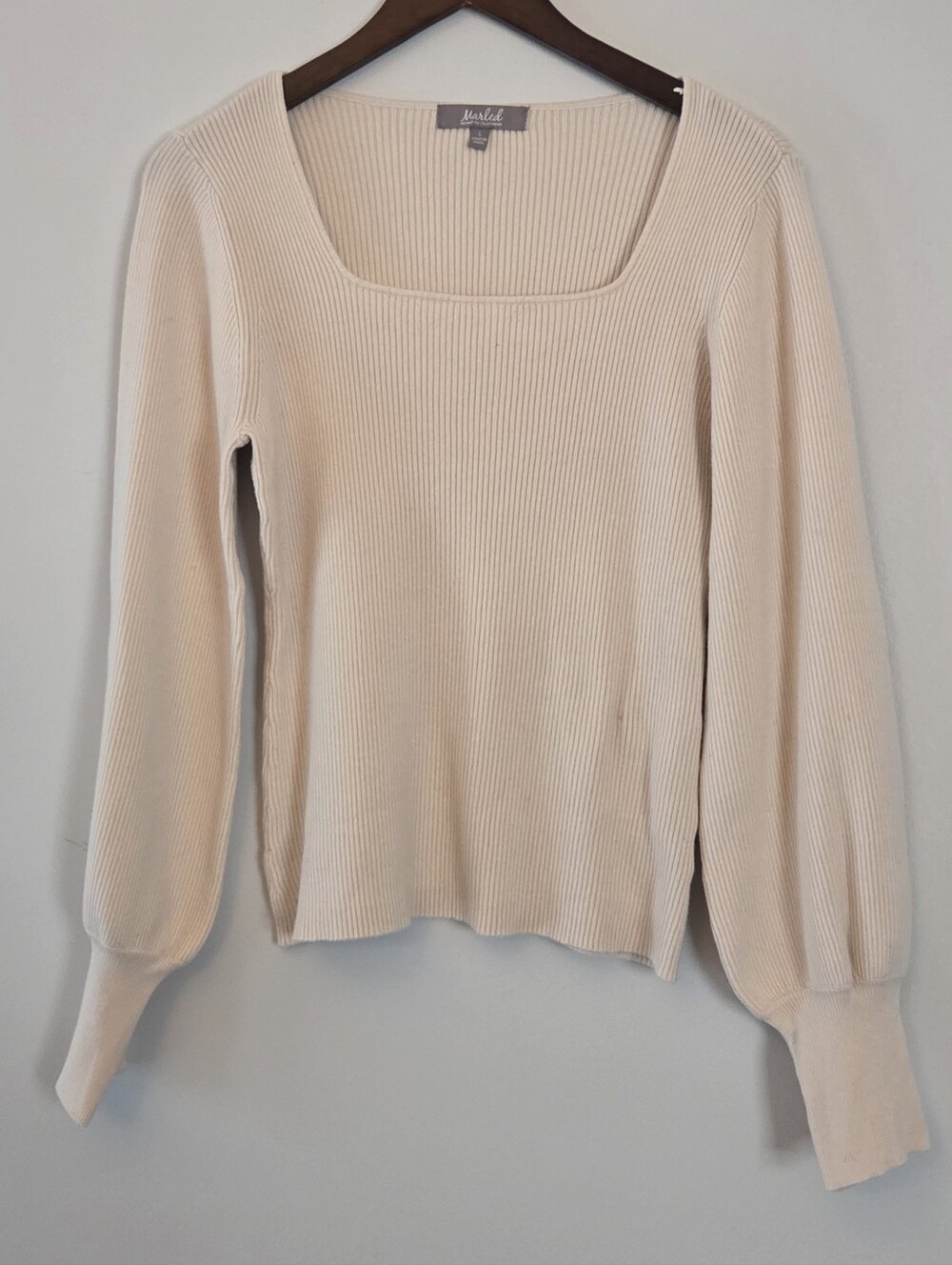 Marled Reunited Clothing Women's Square Neck Long-Sleeve Top Size L